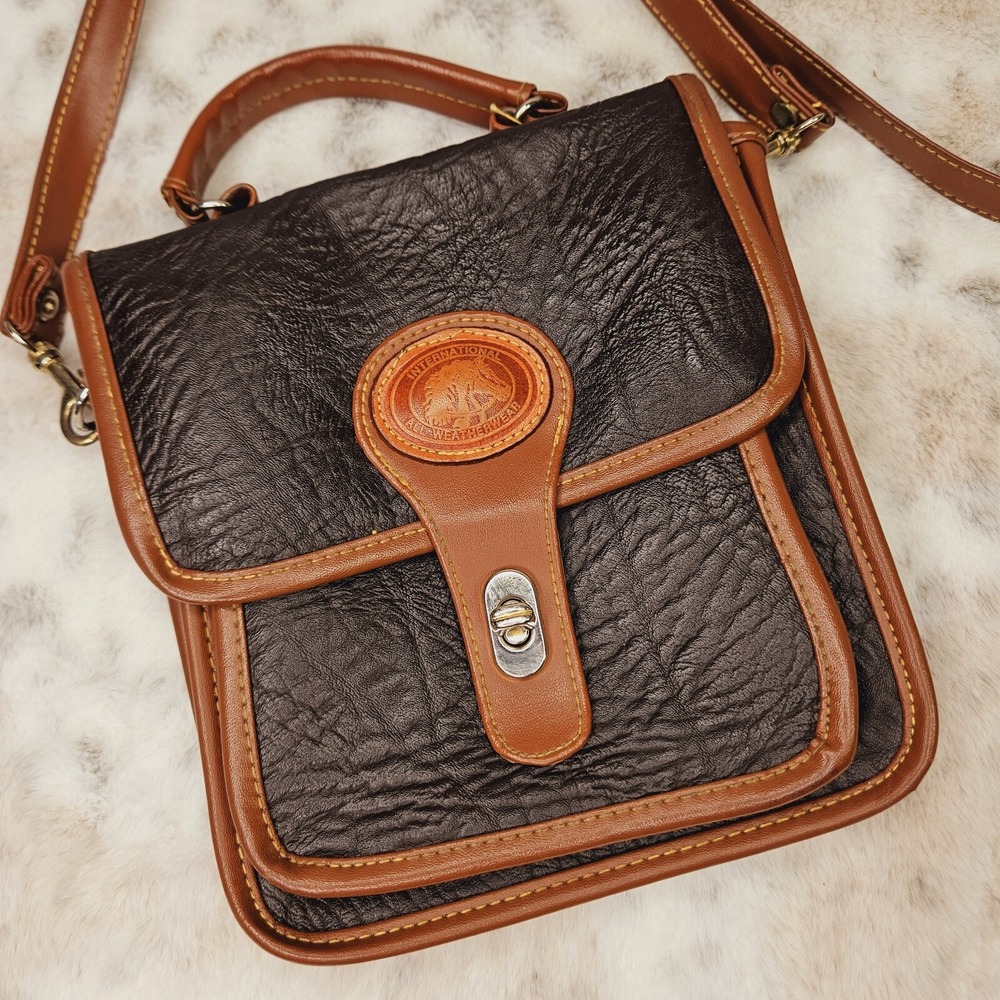 International All‎ Weatherwear Brown Tan Faux Leather Crossbody Purse Western